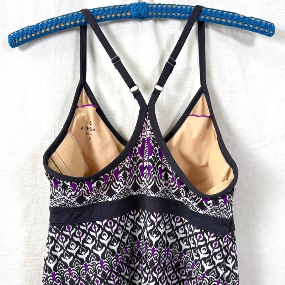 Athleta Shorebreak Swim Dress Womens Sz S Purple Bombay Racerback Activewear - Picture 4 of 11